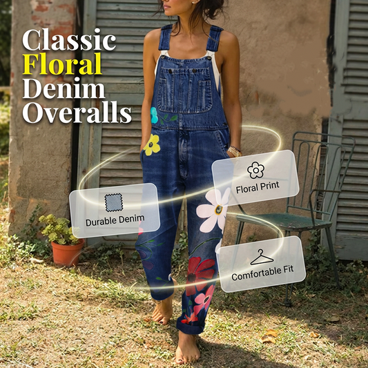 👖 Blugi tip salopetă cu imprimeu floral pentru femei – stil lejer, drăguț, perfect pentru vară! 🌸 Plată la livrare!