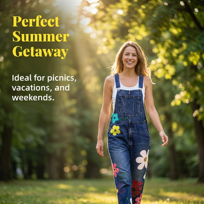 👖 Blugi tip salopetă cu imprimeu floral pentru femei – stil lejer, drăguț, perfect pentru vară! 🌸 Plată la livrare!