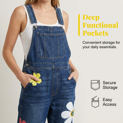 👖 Blugi tip salopetă cu imprimeu floral pentru femei – stil lejer, drăguț, perfect pentru vară! 🌸 Plată la livrare!