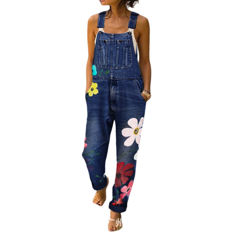 👖 Blugi tip salopetă cu imprimeu floral pentru femei – stil lejer, drăguț, perfect pentru vară! 🌸 Plată la livrare!