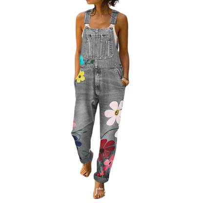 👖 Blugi tip salopetă cu imprimeu floral pentru femei – stil lejer, drăguț, perfect pentru vară! 🌸 Plată la livrare!
