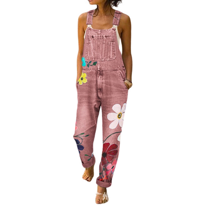 👖 Blugi tip salopetă cu imprimeu floral pentru femei – stil lejer, drăguț, perfect pentru vară! 🌸 Plată la livrare!