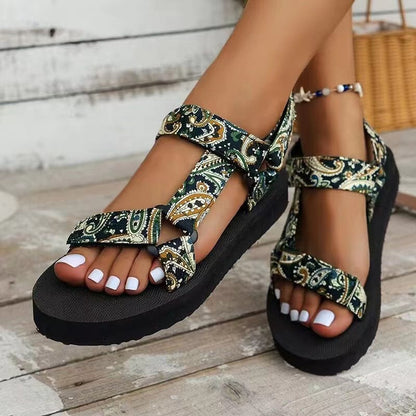 👡 Sandale cu platformă pentru femei, cu curele Velcro – confortabile, reglabile, perfecte pentru vară. 🌸 Plată la livrare!