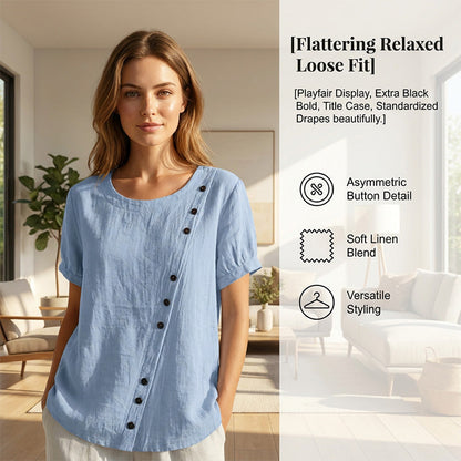 👚 Cămașă pentru femei din bumbac și in – retro, mânecă scurtă, lejeră și respirabilă. 🌿 Plată la livrare!