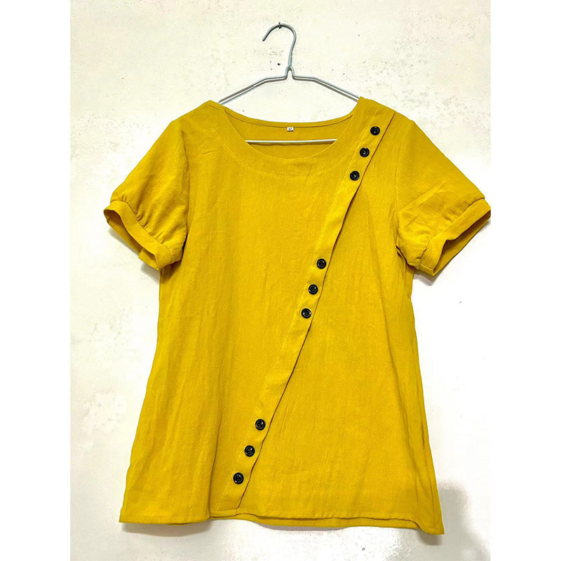 👚 Cămașă pentru femei din bumbac și in – retro, mânecă scurtă, lejeră și respirabilă. 🌿 Plată la livrare!