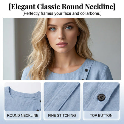 👚 Cămașă pentru femei din bumbac și in – retro, mânecă scurtă, lejeră și respirabilă. 🌿 Plată la livrare!