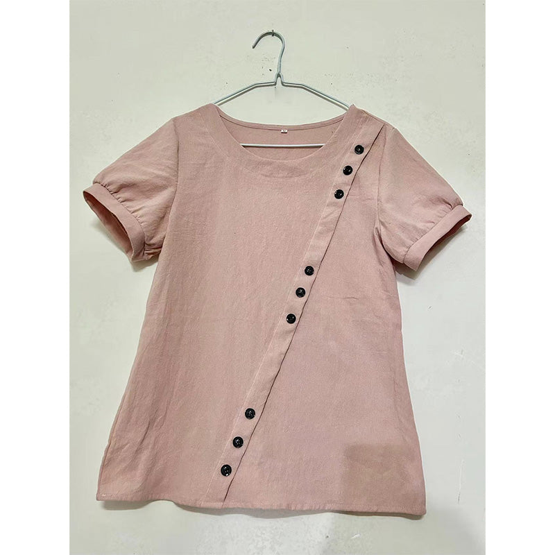 👚 Cămașă pentru femei din bumbac și in – retro, mânecă scurtă, lejeră și respirabilă. 🌿 Plată la livrare!