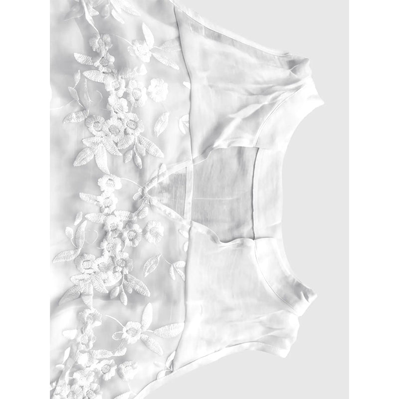 👚ROMANTICĂ ȘI FEMININĂ: Cămașă fără mâneci – imprimeu floral + dantelă. Arăți superb fără efort!