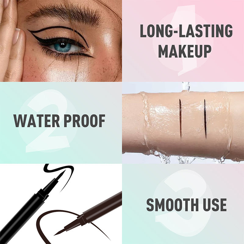 ✨ Eyeliner lichid cu vârf ultra-subțire – desenează linii precise, rezistent la apă. 👁️ Plată la livrare!