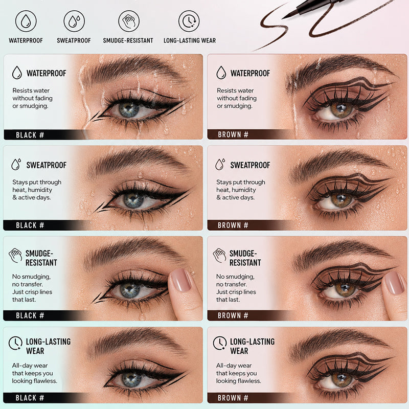 ✨ Eyeliner lichid cu vârf ultra-subțire – desenează linii precise, rezistent la apă. 👁️ Plată la livrare!