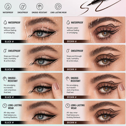 ✨ Eyeliner lichid cu vârf ultra-subțire – desenează linii precise, rezistent la apă. 👁️ Plată la livrare!