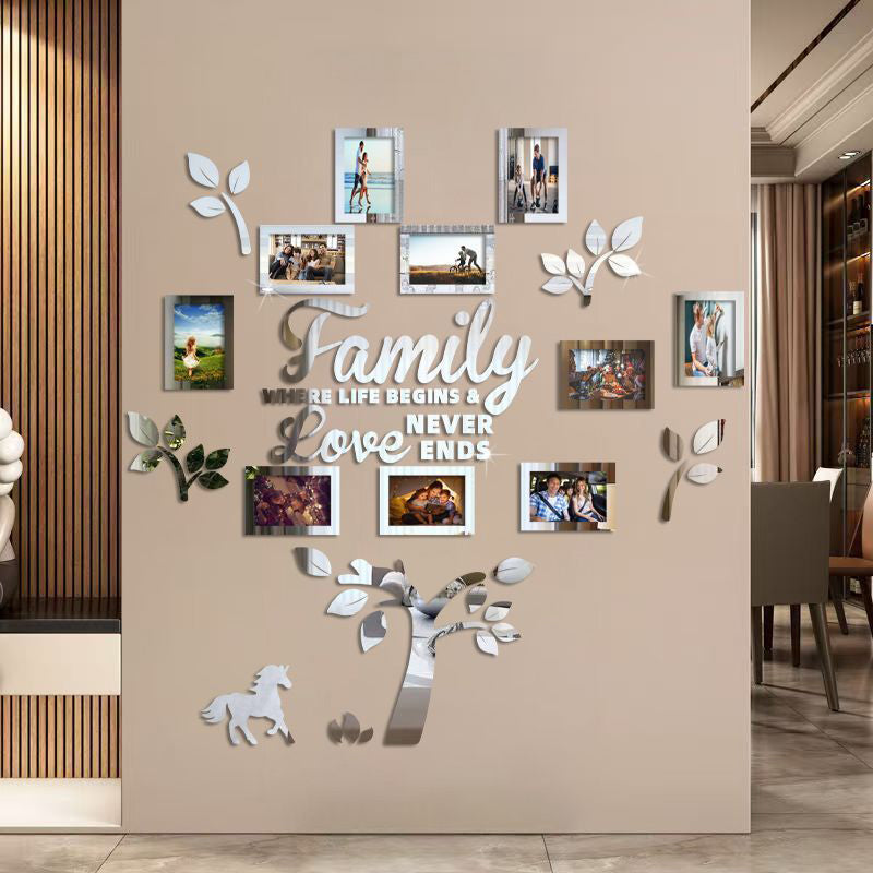 ✨ARBORE GENEALOGIC 3D: Autocolant cu ramă foto, lucios și modern. Lipire instant – transformă orice perete în 5 minute!