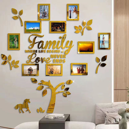 ✨ARBORE GENEALOGIC 3D: Autocolant cu ramă foto, lucios și modern. Lipire instant – transformă orice perete în 5 minute!