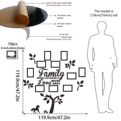 ✨ARBORE GENEALOGIC 3D: Autocolant cu ramă foto, lucios și modern. Lipire instant – transformă orice perete în 5 minute!