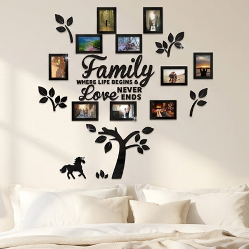 ✨ARBORE GENEALOGIC 3D: Autocolant cu ramă foto, lucios și modern. Lipire instant – transformă orice perete în 5 minute!