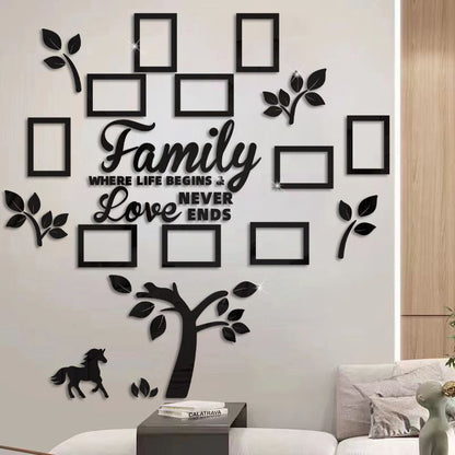 ✨ARBORE GENEALOGIC 3D: Autocolant cu ramă foto, lucios și modern. Lipire instant – transformă orice perete în 5 minute!