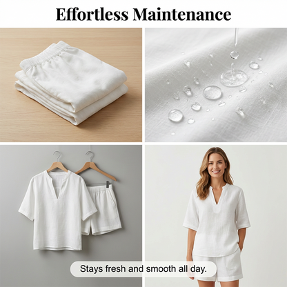 👗 Set scurt două piese – decolteu în V – Casual, feminin, gata de purtat. Stoc limitat!