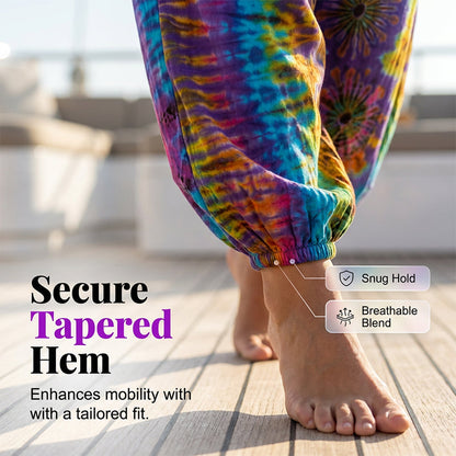 🌈 Pantaloni harem tie-dye – comozi și artistici – Stil unic pentru tine. Stoc limitat!