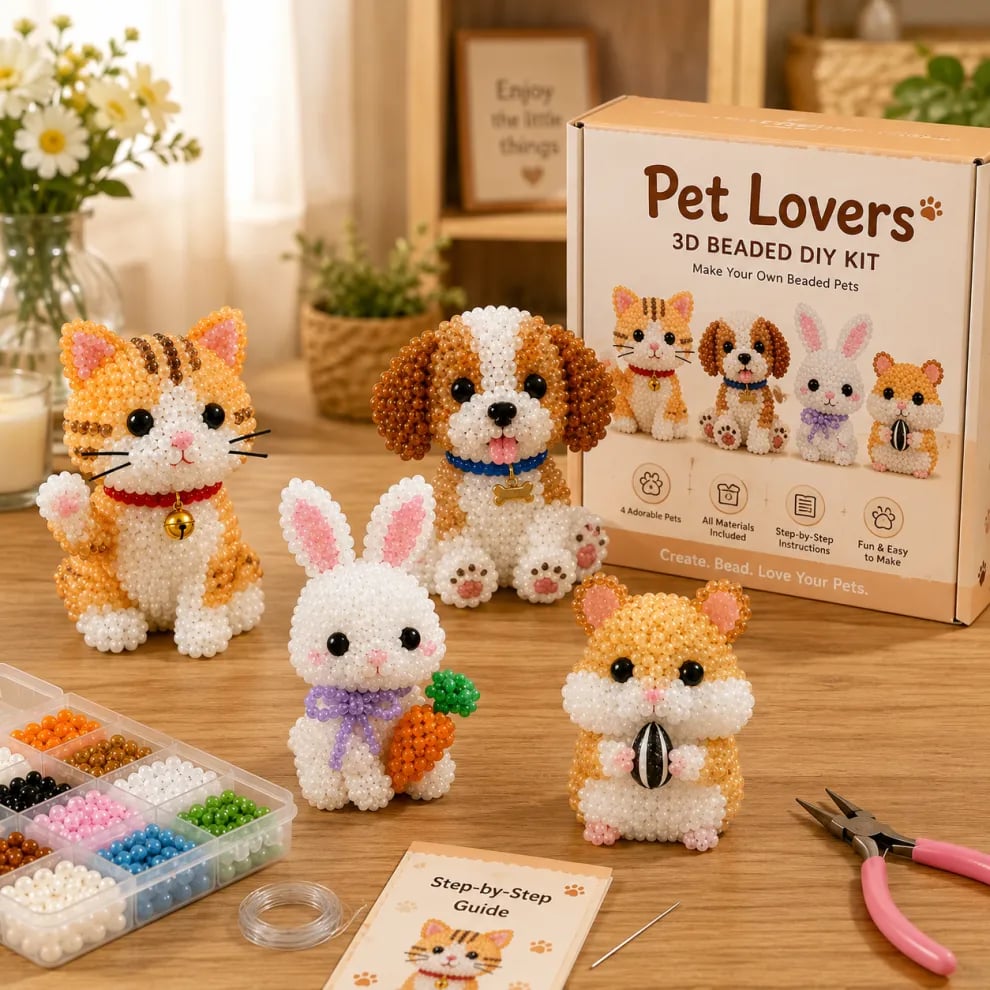 🧵✨ Distracție creativă pentru copii! Set animale 3D din mărgele – mic, drăguț și ușor de făcut. Ofertă limitată!