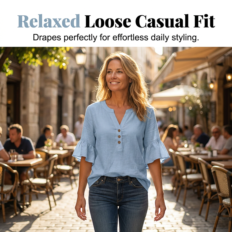 ✨ Decolteu în V, culoare uni, stil casual – bluza pe care o vei purta în fiecare săptămână.