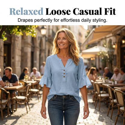 ✨ Decolteu în V, culoare uni, stil casual – bluza pe care o vei purta în fiecare săptămână.