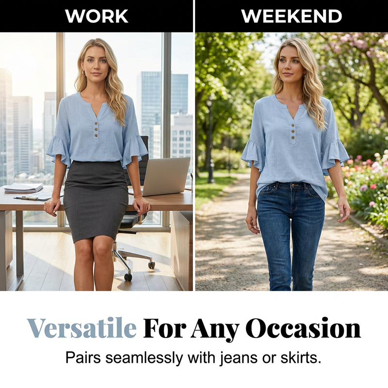 ✨ Decolteu în V, culoare uni, stil casual – bluza pe care o vei purta în fiecare săptămână.