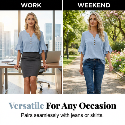 ✨ Decolteu în V, culoare uni, stil casual – bluza pe care o vei purta în fiecare săptămână.