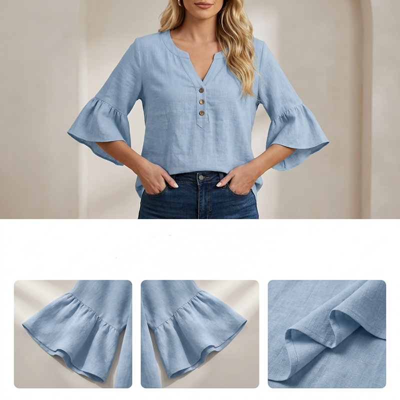 ✨ Decolteu în V, culoare uni, stil casual – bluza pe care o vei purta în fiecare săptămână.