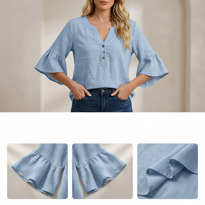 ✨ Decolteu în V, culoare uni, stil casual – bluza pe care o vei purta în fiecare săptămână.