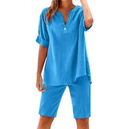 🔥 Set 2 piese: bluză + pantaloni scurți – look complet pentru zilele tale fierbinți! Comandă rapid