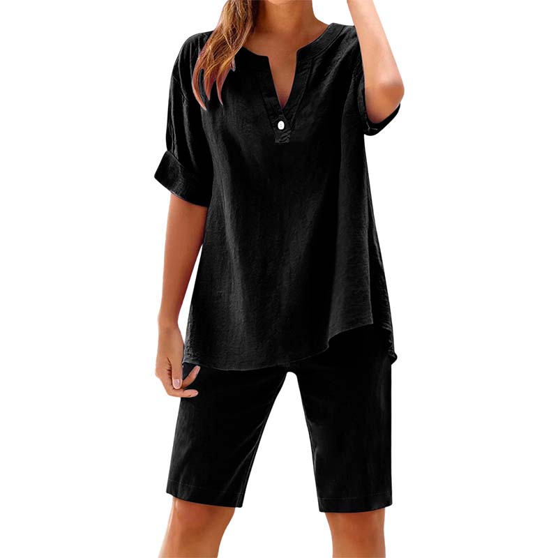 🔥 Set 2 piese: bluză + pantaloni scurți – look complet pentru zilele tale fierbinți! Comandă rapid