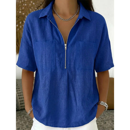 😍 Bluză cu fermoar și decolteu în V – fresh și feminin!