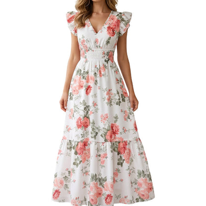 🌊 Vis de vară: rochie maxi florală cu mâneci flutter – senzația momentului!