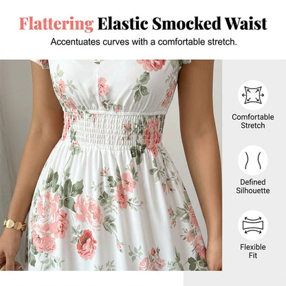 🌊 Vis de vară: rochie maxi florală cu mâneci flutter – senzația momentului!