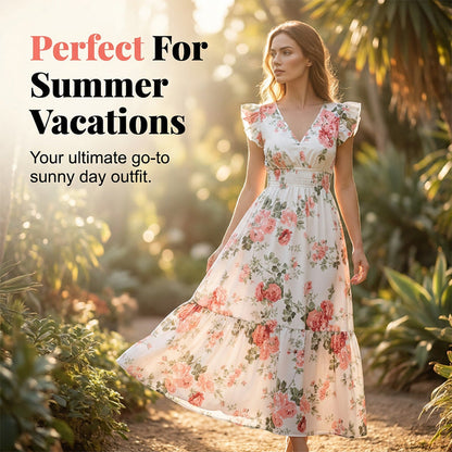 🌊 Vis de vară: rochie maxi florală cu mâneci flutter – senzația momentului!