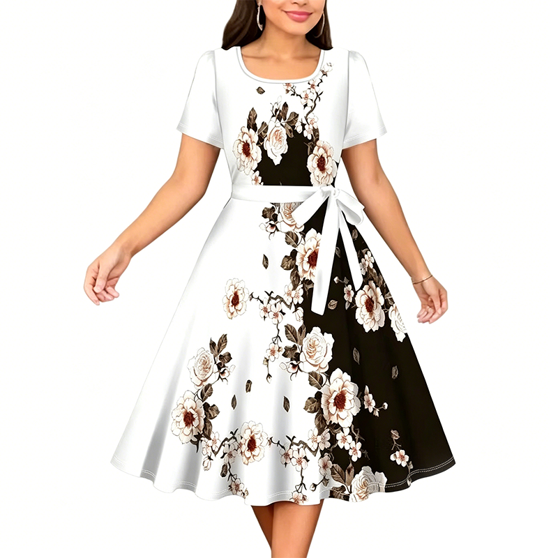 😍✨ Floral și feminin! Rochie în formă de A – perfectă pentru orice ocazie. Reducere limitată!