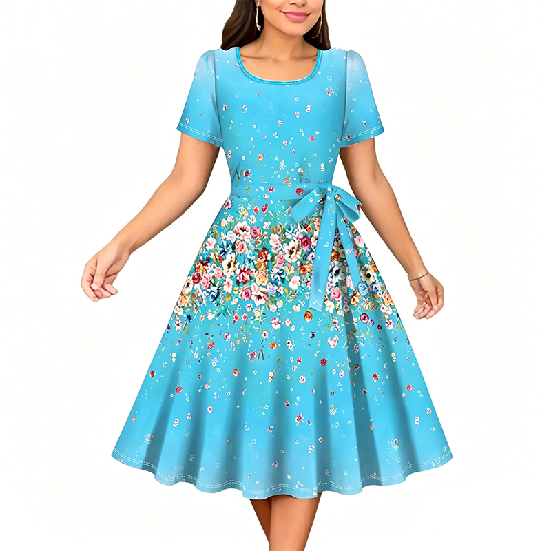 😍✨ Floral și feminin! Rochie în formă de A – perfectă pentru orice ocazie. Reducere limitată!