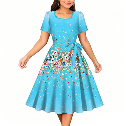 😍✨ Floral și feminin! Rochie în formă de A – perfectă pentru orice ocazie. Reducere limitată!