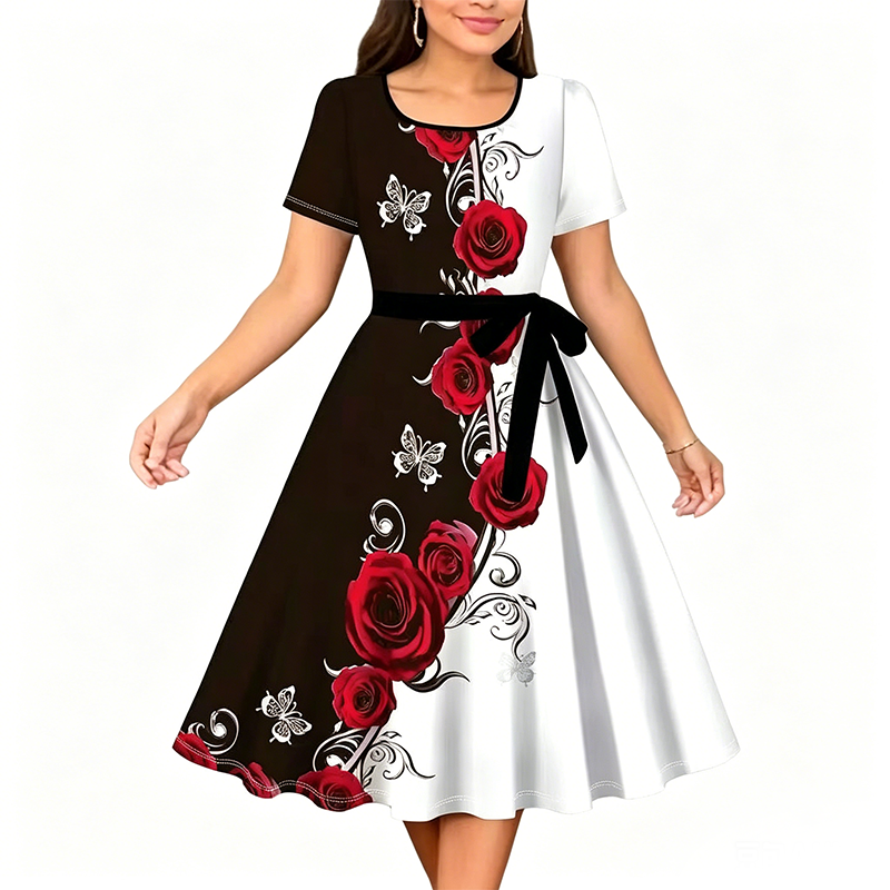😍✨ Floral și feminin! Rochie în formă de A – perfectă pentru orice ocazie. Reducere limitată!