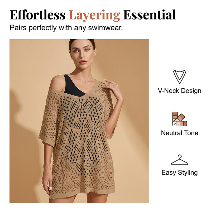 🌊 Tinuta perfectă pentru plajă – tunică lejeră cu ajur și croială largă. 🚚 Plătești la livrare. Stoc limitat 🔥